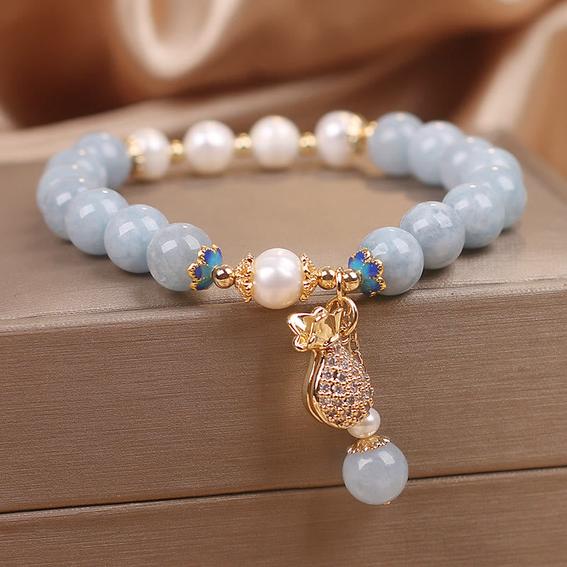 Buddha Stones Inner Peace And Stress Relief Aquamarine Jade Blue Bracelet Bangle Bundle