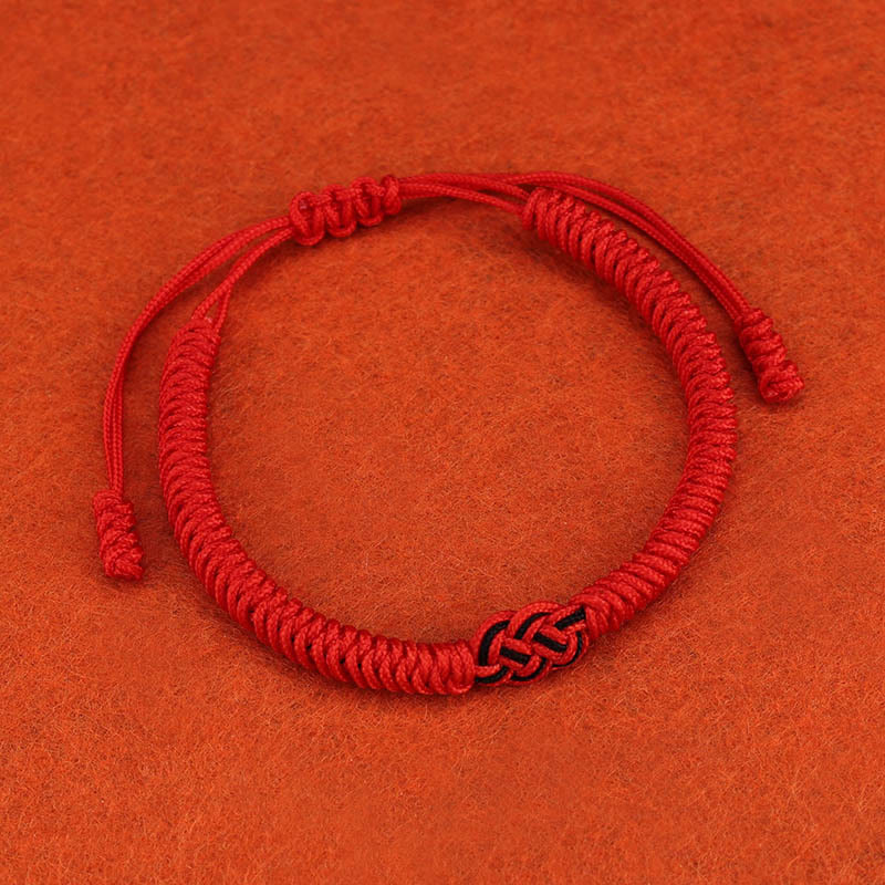 Buddha Stones 2Pcs Tibetan Luck Chinese Knot Protection String Bracelet