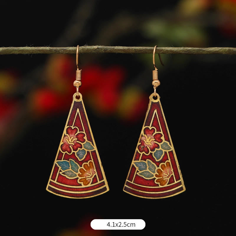 Buddha Stones Lotus Butterfly Flower Alloy Copper Enlightenment Drop Earrings