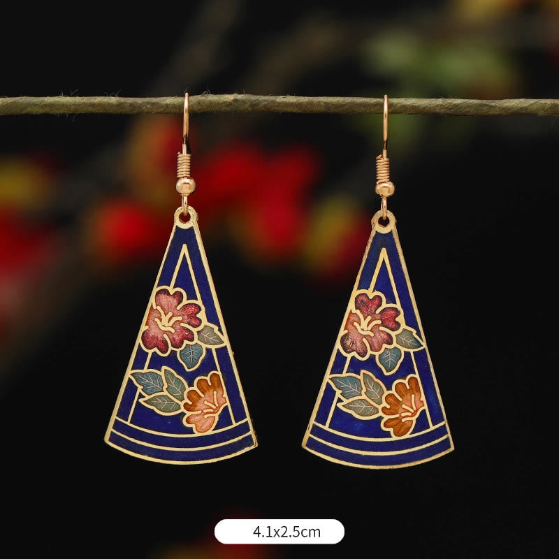 Buddha Stones Lotus Butterfly Flower Alloy Copper Enlightenment Drop Earrings