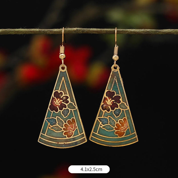 Buddha Stones Lotus Butterfly Flower Alloy Copper Enlightenment Drop Earrings