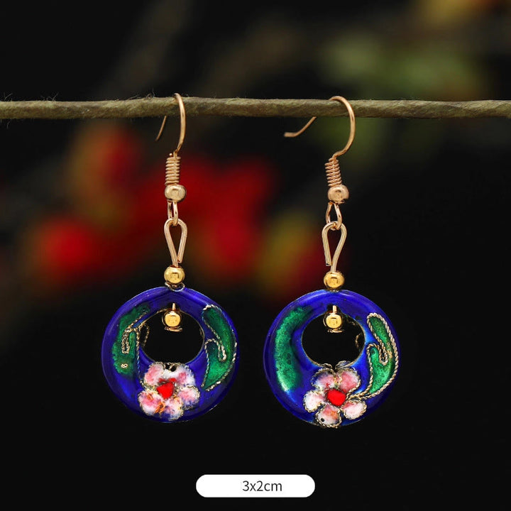 Buddha Stones Lotus Butterfly Flower Alloy Copper Enlightenment Drop Earrings