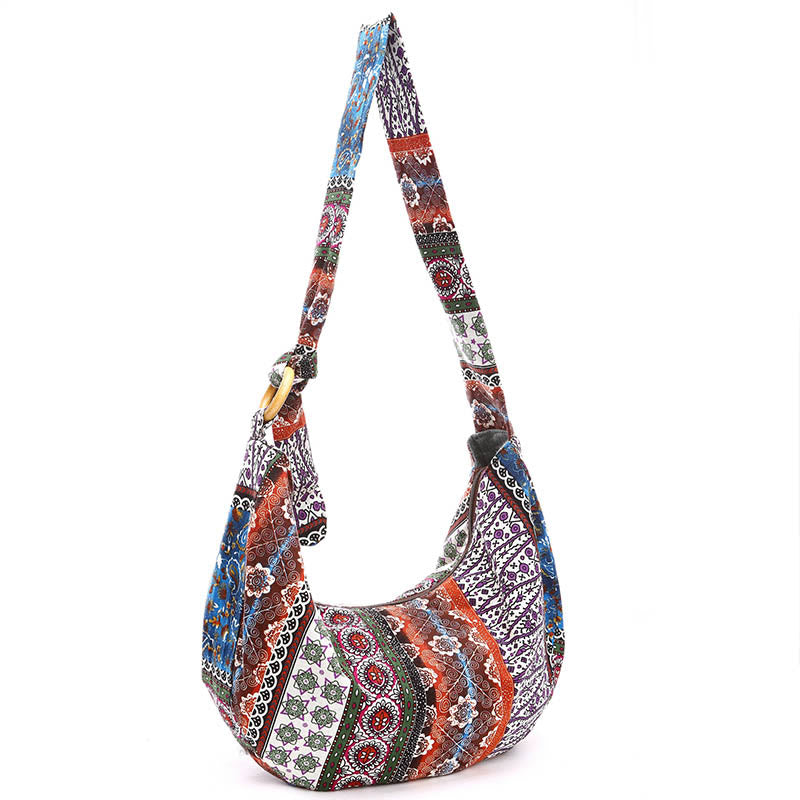 Buddha Stones Cotton Stripes Print Crossbody Bag Shoulder Bag