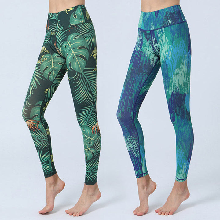 Buddha Stones Leaves Pattern Sports Fitness Yoga High Waist Leggings Women's Yoga Pants - image 0