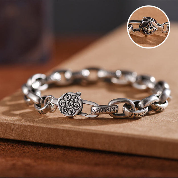 Buddha Stones 925 Sterling Silver Six True Words Wisdom Calm Bracelet