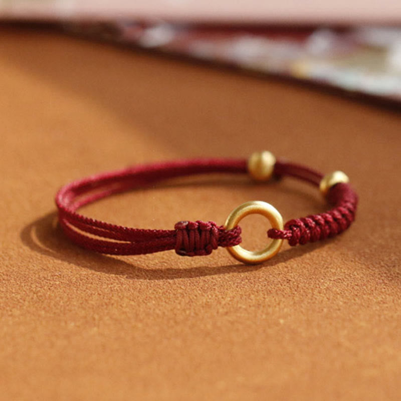 Buddha Stones Alloy Peace Buckle Luck Red String Bracelet