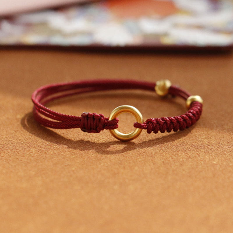 Buddha Stones Alloy Peace Buckle Luck Red String Bracelet