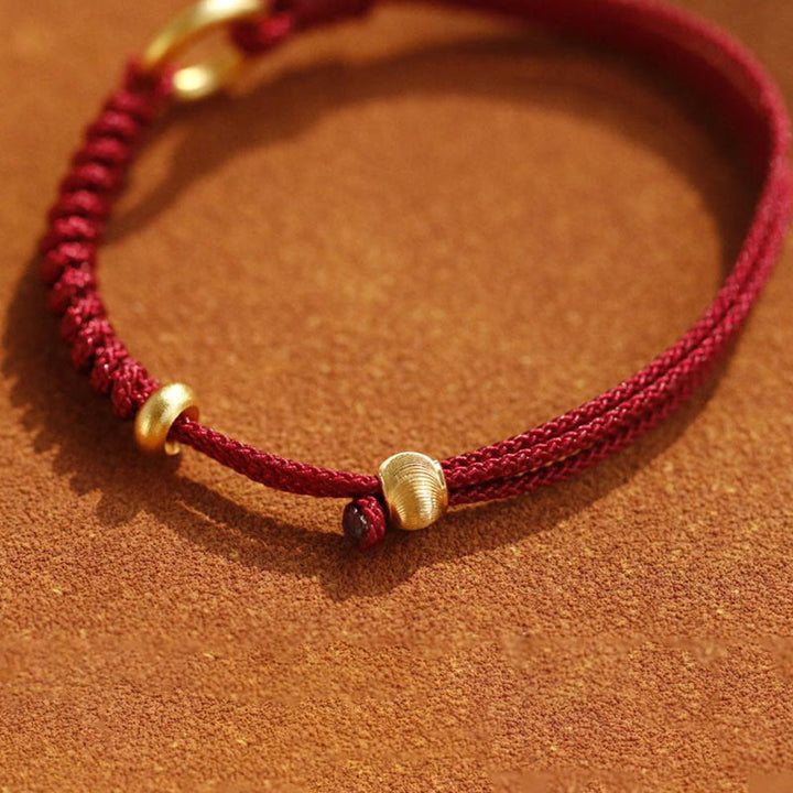 Buddha Stones Alloy Peace Buckle Luck Red String Bracelet