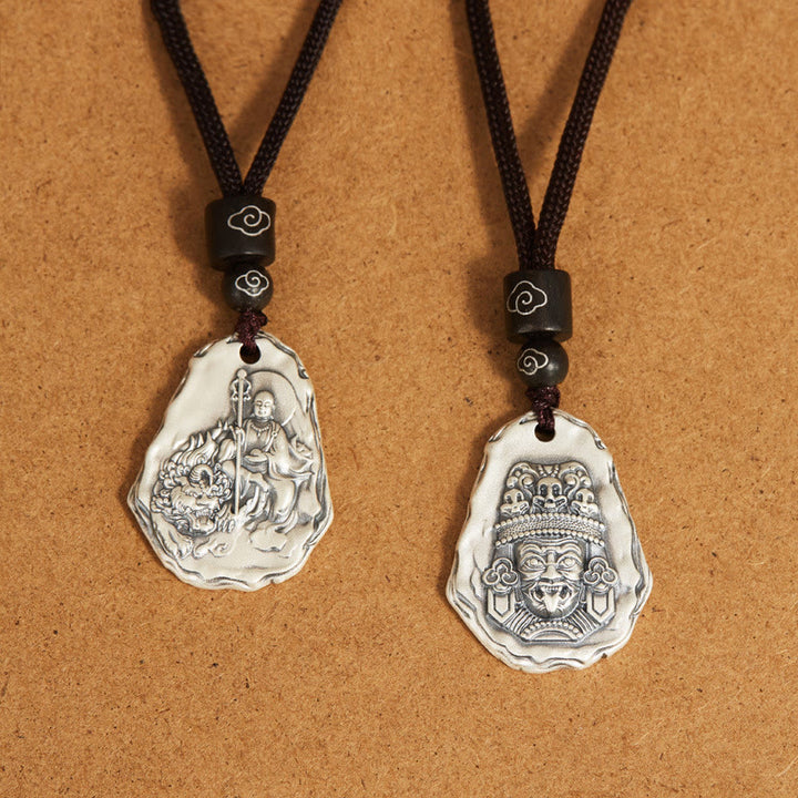 Buddha Stones 999 Sterling Silver Ksitigarbha Buddha Zakiram Goddess Necklace Pendant