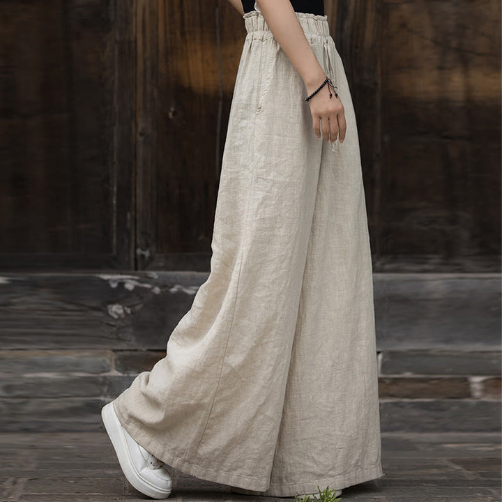 Buddha Stones Handmade Tie Dye Ramie Linen Midi Dress Wide Leg Pants With Pockets - image 19