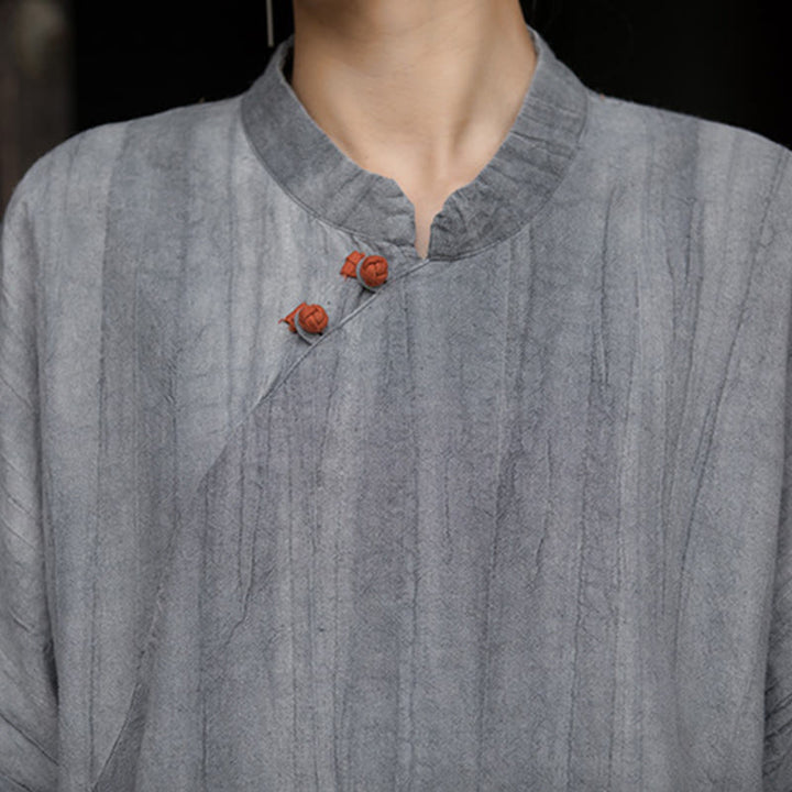 Buddha Stones Handmade Tie Dye Ramie Linen Midi Dress Wide Leg Pants With Pockets - image 16