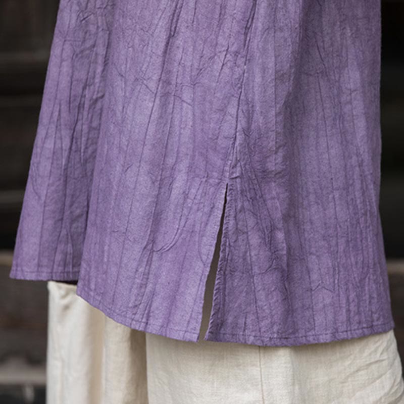 Buddha Stones Handmade Tie Dye Ramie Linen Frog-Button Midi Dress Wide Leg Pants With Pockets - image 11