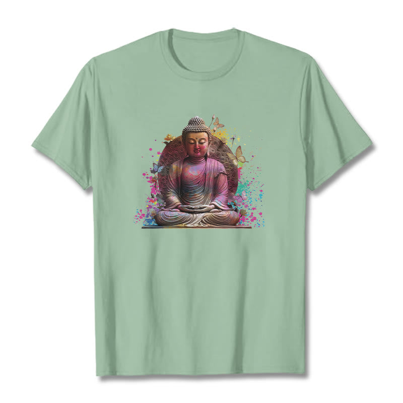 Buddha Stones Butterfly Meditation Buddha Tee T-shirt