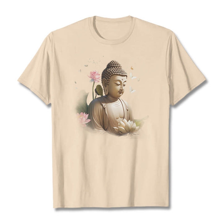 Buddha Stones Lotus Butterfly Meditation Buddha Tee T-shirt