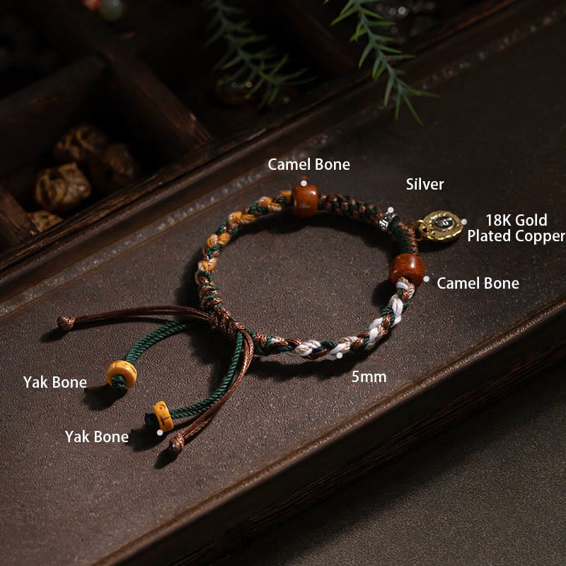 Buddha Stones Tibetan Camel Bone Yak Bone Luck Rope Bracelet