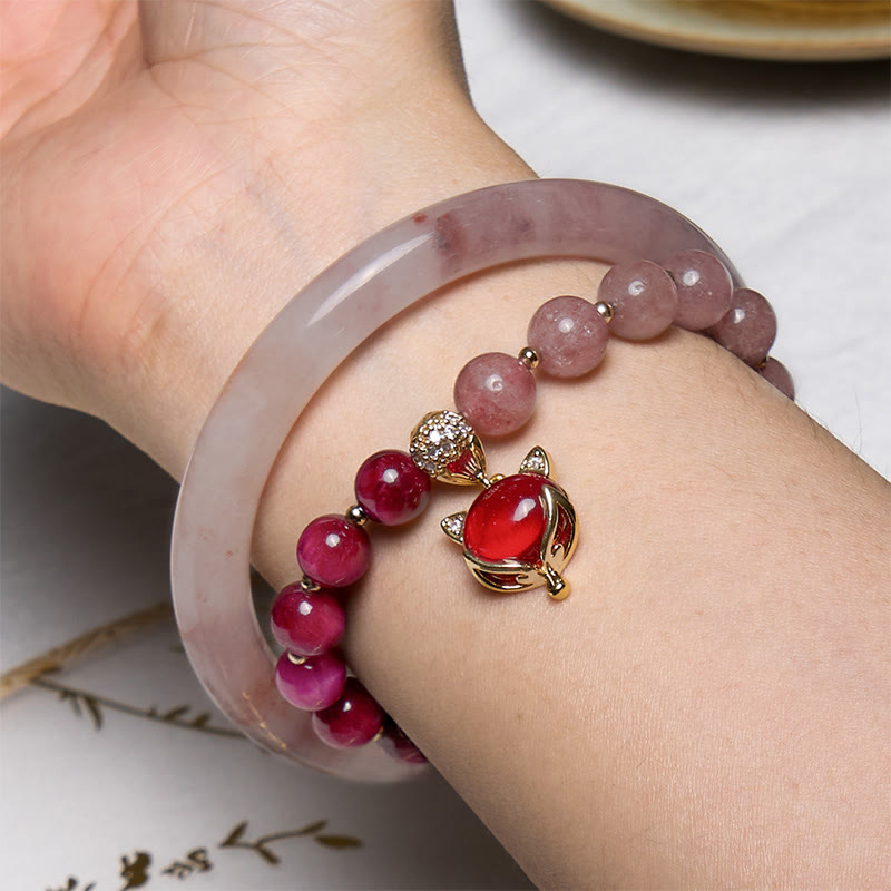 Buddha Stones Enhance Happiness and Joy Purple Bracelet Bangle Bundle