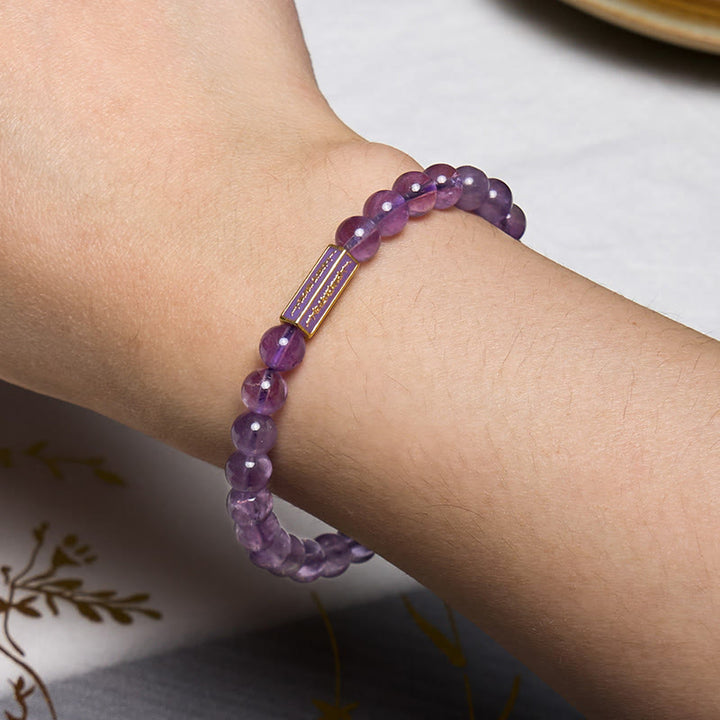 Buddha Stones Natural Amethyst Inner Peace And Healing Bracelet