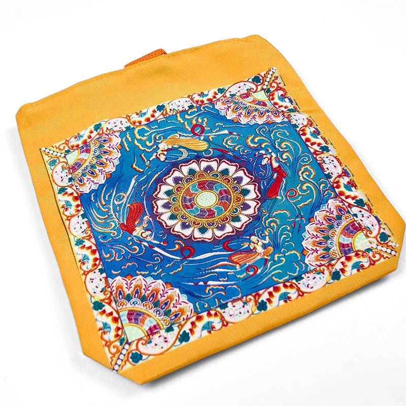 Buddha Stones Dunhuang Flying Apsaras Lotus Buddha Statues Canvas Handbag - image 6