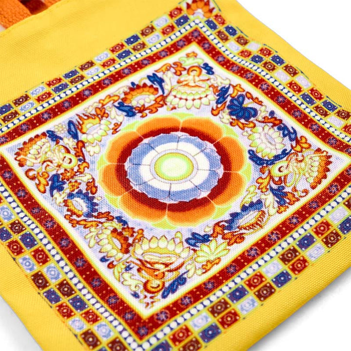 Buddha Stones Dunhuang Flying Apsaras Lotus Buddha Statues Canvas Handbag - image 3