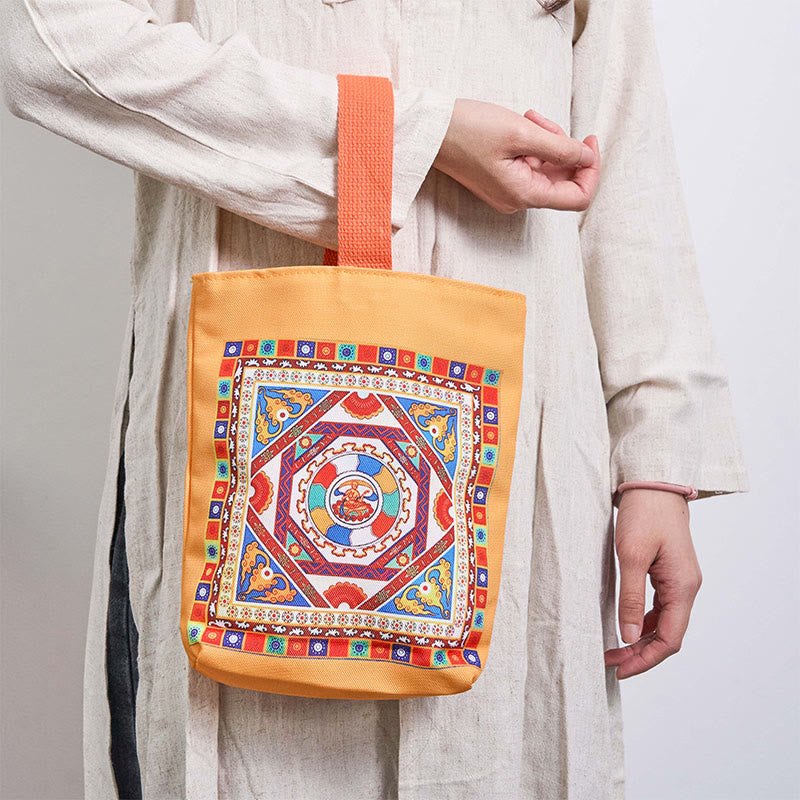 Buddha Stones Dunhuang Flying Apsaras Lotus Buddha Statues Canvas Handbag - image 15