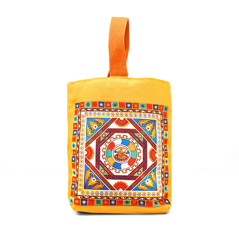 Buddha Stones Dunhuang Flying Apsaras Lotus Buddha Statues Canvas Handbag - image 16