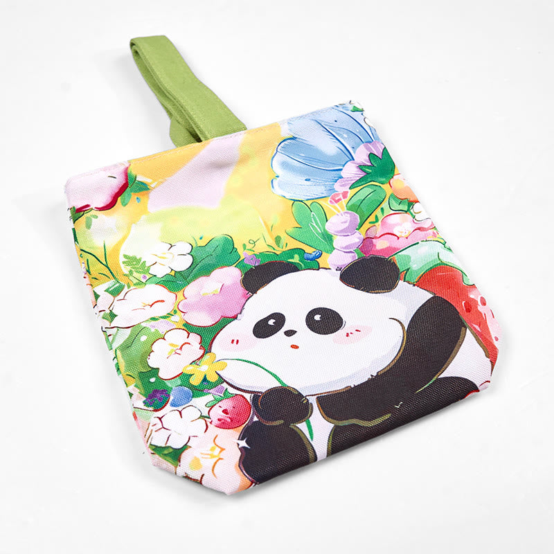 Buddha Stones Panda Orchid Loquat Canvas Handbag