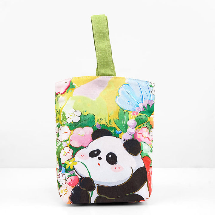 Buddha Stones Panda Orchid Loquat Canvas Handbag