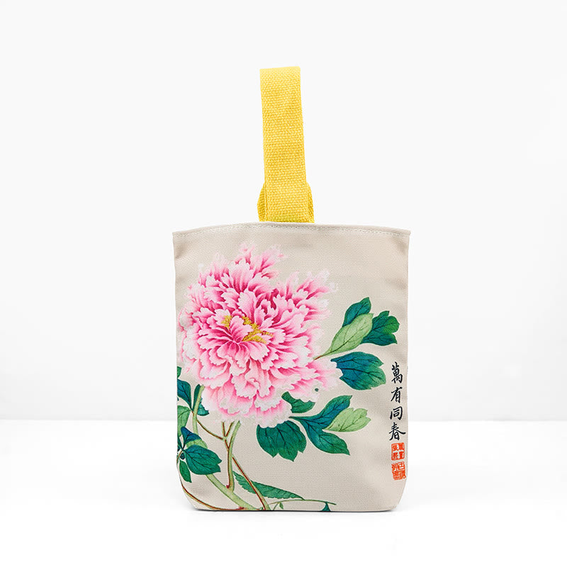 Buddha Stones Peony Canvas Handbag - image 2
