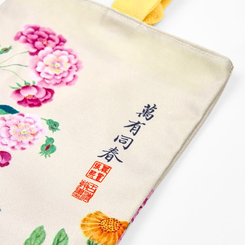 Buddha Stones Peony Canvas Handbag - image 9