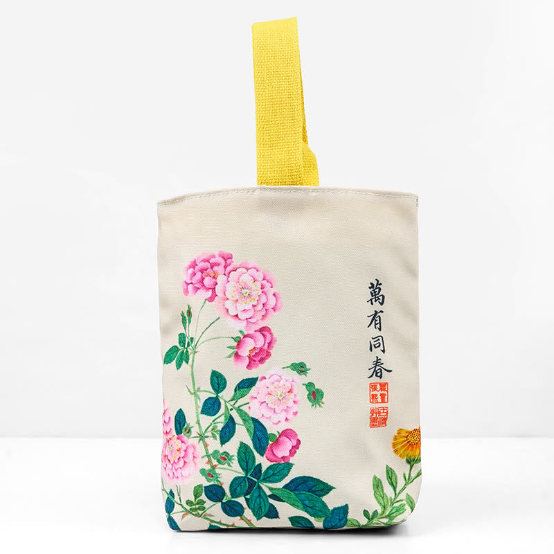 Buddha Stones Peony Canvas Handbag - image 8