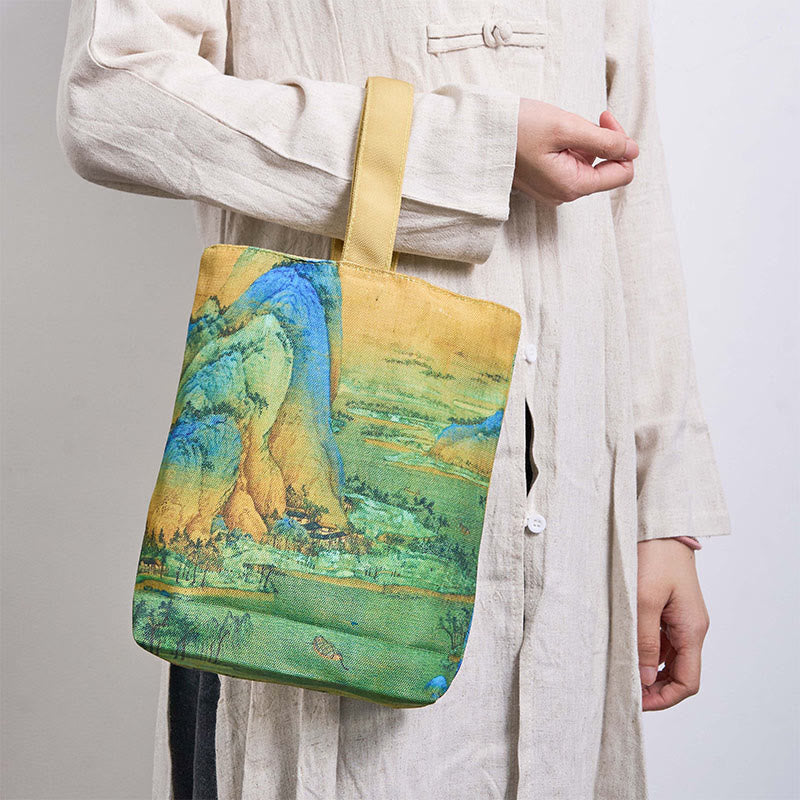 Buddha Stones Landscape Painting Canvas Handbag - image 1