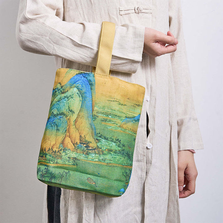 Buddha Stones Landscape Painting Canvas Handbag - image 1