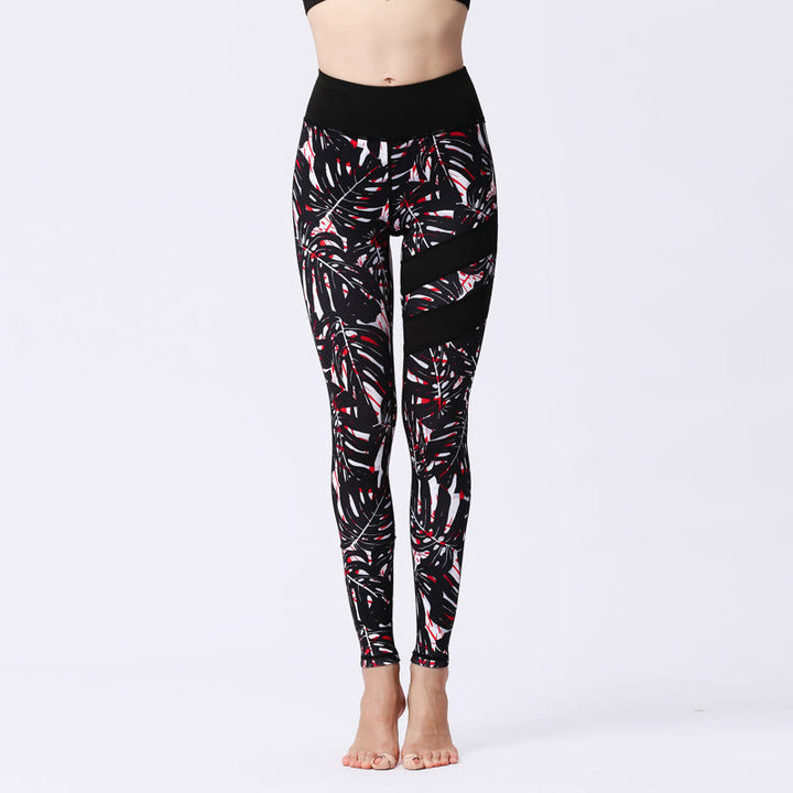 Buddha Stones Flower Petal Leaves Print Sports Exercise Fitness High Waist Leggings Women's Yoga Pants