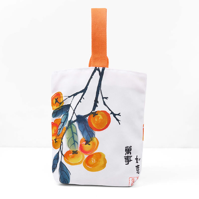 Buddha Stones Persimmon Canvas Handbag - Persimmon 15*8*22cm - image 0