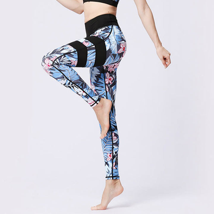 Buddha Stones Flower Petal Leaves Print Sports Exercise Fitness High Waist Leggings Women's Yoga Pants - image 3