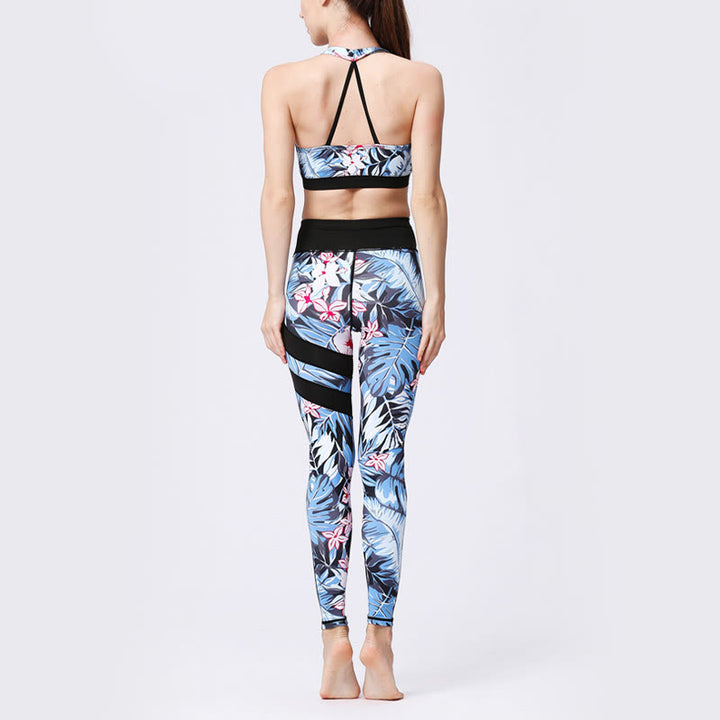 Buddha Stones Flower Petal Leaves Print Sports Exercise Fitness High Waist Leggings Women's Yoga Pants - image 4