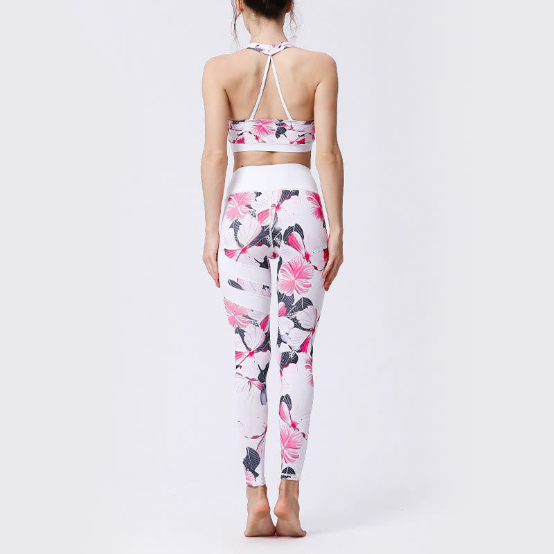 Buddha Stones Flower Petal Leaves Print Sports Exercise Fitness High Waist Leggings Women's Yoga Pants - image 10