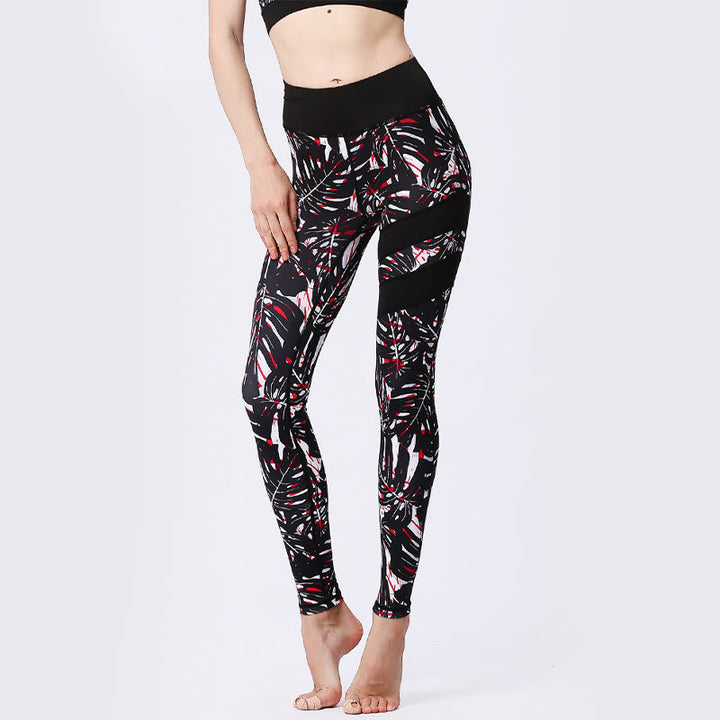 Buddha Stones Flower Petal Leaves Print Sports Exercise Fitness High Waist Leggings Women's Yoga Pants