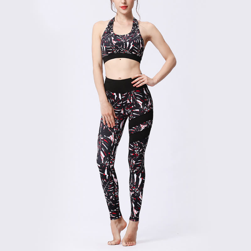 Buddha Stones Flower Petal Leaves Print Sports Exercise Fitness High Waist Leggings Women's Yoga Pants - image 29