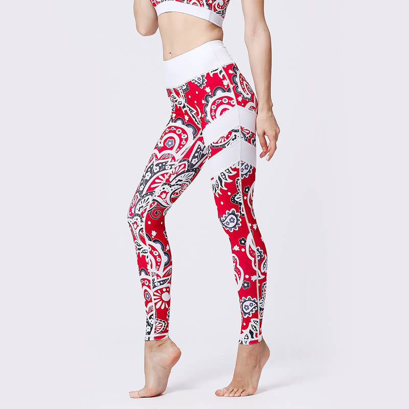 Buddha Stones Flower Petal Leaves Print Sports Exercise Fitness High Waist Leggings Women's Yoga Pants - image 36