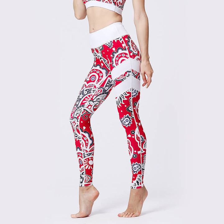 Buddha Stones Flower Petal Leaves Print Sports Exercise Fitness High Waist Leggings Women's Yoga Pants - image 36