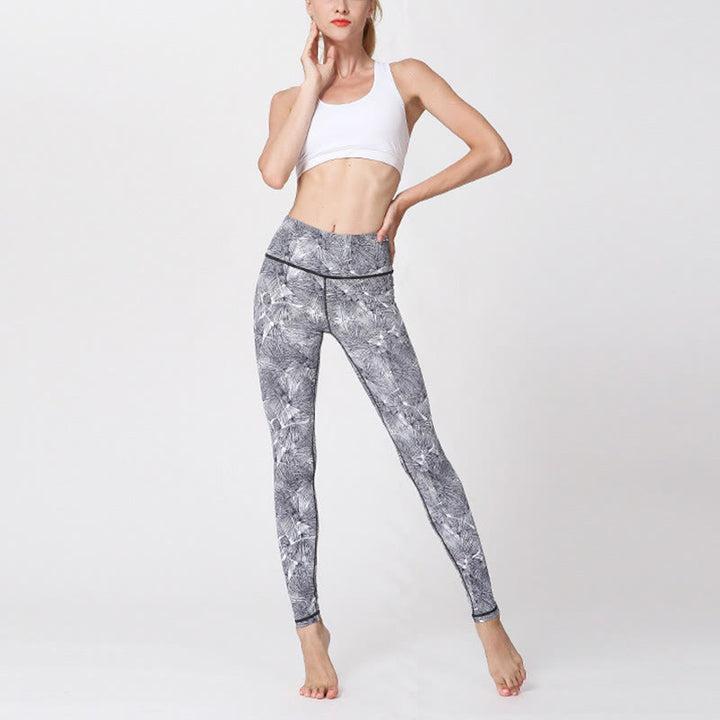 Buddha Stones Mist Leaves Print Sports Exercise Fitness Leggings Women's Yoga Pants - image 9