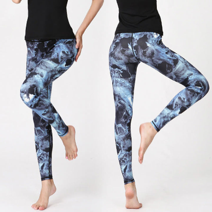 Buddha Stones Mist Leaves Print Sports Exercise Fitness Leggings Women's Yoga Pants - image 4