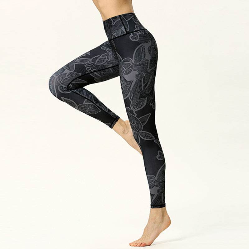 Buddha Stones Simple Leaves Print Sports Fitness Leggings Women's Yoga Pants - image 7