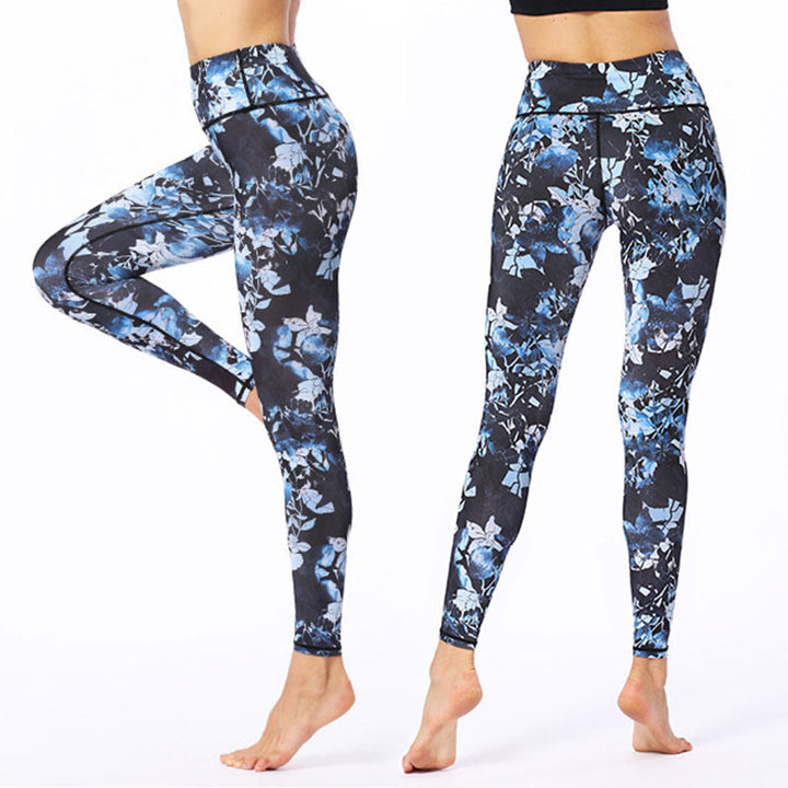 Buddha Stones Simple Leaves Print Sports Fitness Leggings Women's Yoga Pants