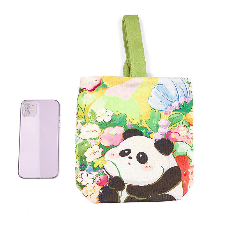 Buddha Stones Panda Orchid Loquat Canvas Handbag