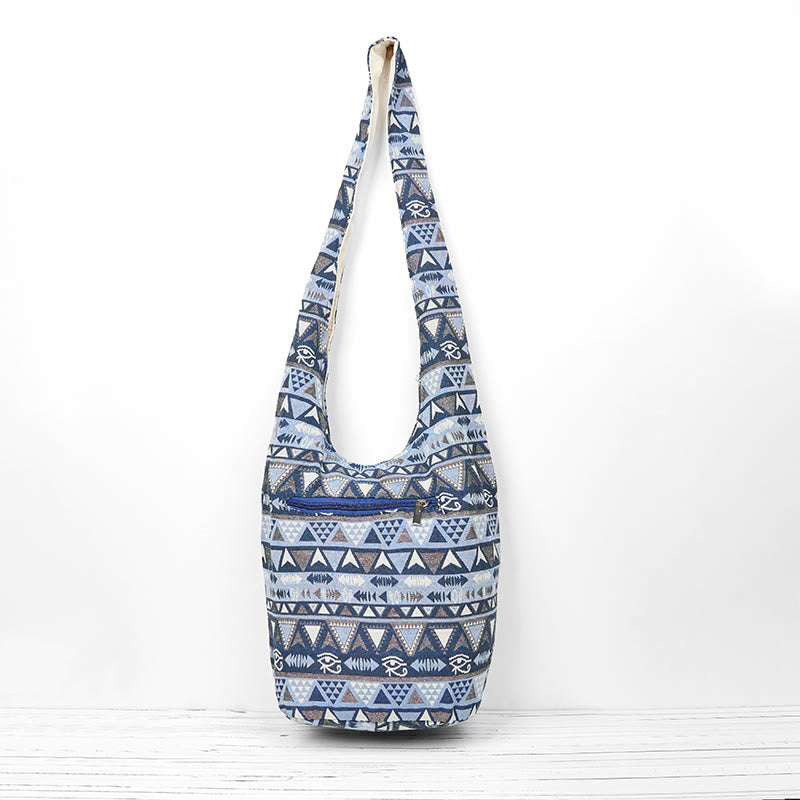 Buddha Stones Cotton Stripes Pattern Crossbody Bag Shoulder Bag