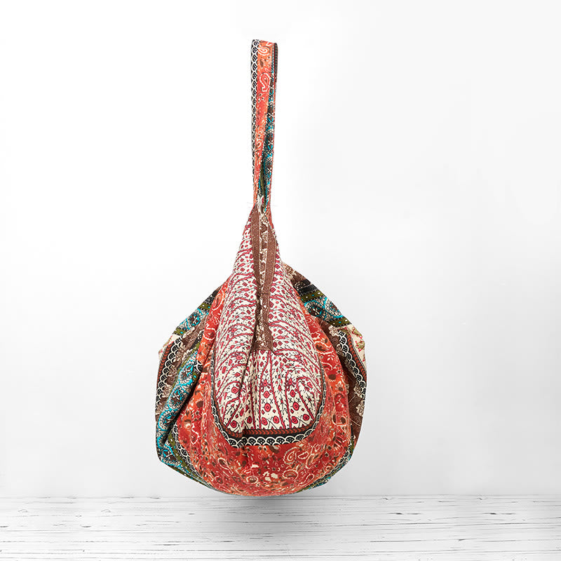 Buddha Stones Colored Stripes Pattern Cotton Shoulder Bag - image 5