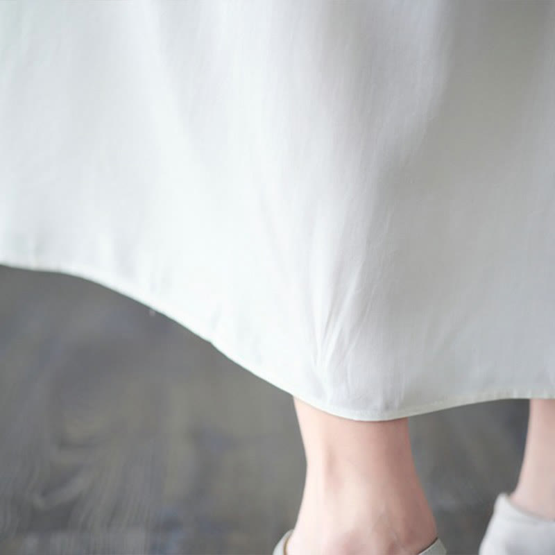 Buddha Stones Embroidery Notched Ruffled Hem Midi Dress With Pockets - image 10