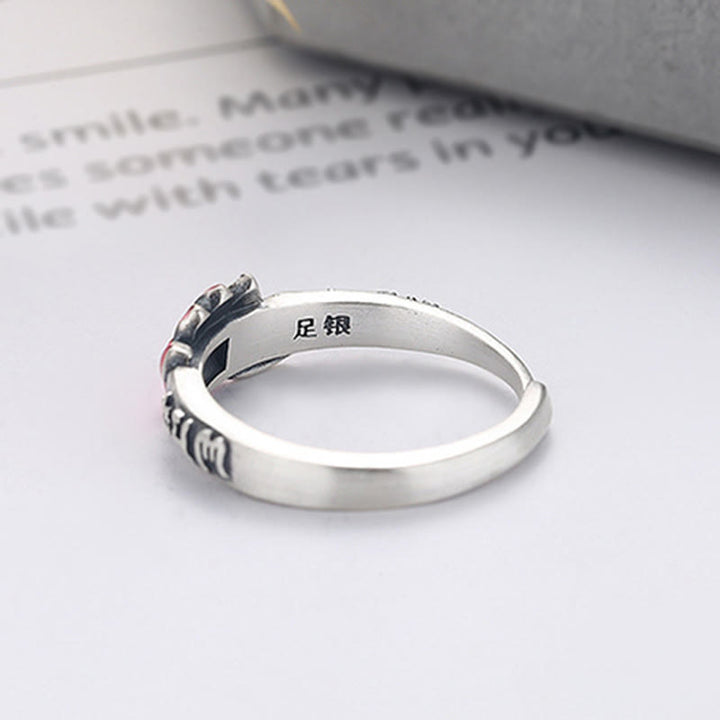 Buddha Stones 925 Sterling Silver Om Mani Padme Hum Lotus Relief Peace Ring - image 10